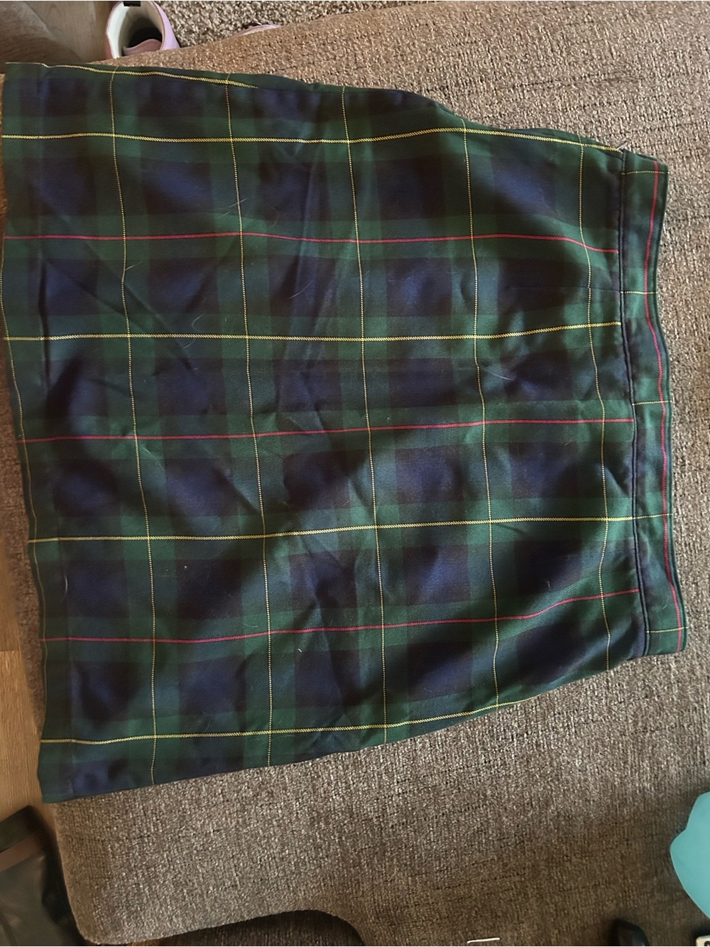 Lands' End Green and Navy Tartan Pencil Skirt